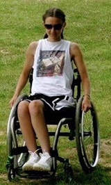 Becky in a wheelchair